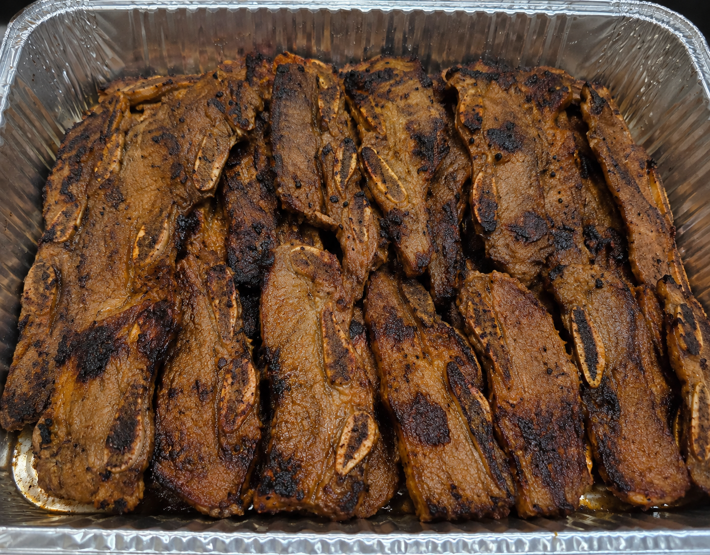 Catering trays with grilled ribs